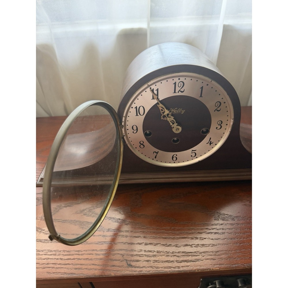 Vintage Elgin Welby Mahogany Humpback Franz Hermle Art Deco Mantle Clock Germany - Picture 3 of 16